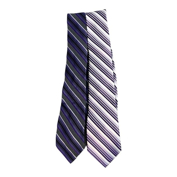 Lot of (2) Men's Express Purple Striped Silk Ties. - Picture 9 of 9